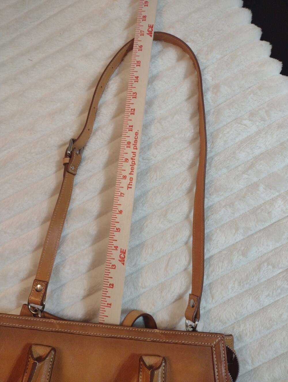 Cavalcanti Genuine Italian Leather Satchel Tan Burnished Extra Strap Red Lining - Picture 12 of 16